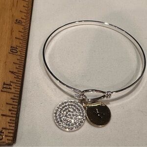 Silver‎ Bracelet with Rhinestone Disc and a K Disc